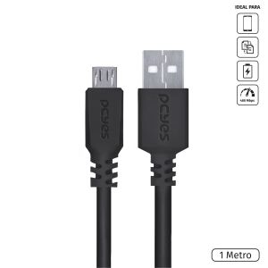 CABO MICRO USB PARA USB A 2.0 - 1 METRO - PRETO - PMUAP-1