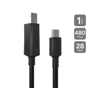 CABO USB TIPO C PARA USB B 2.0 1M PRETO - PUCBP-1