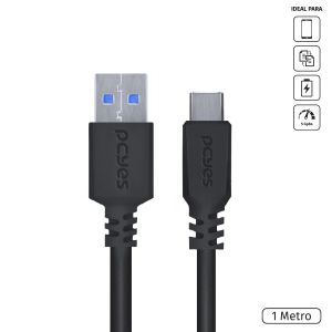 CABO USB TIPO-C PARA USB A 3.0 - PRETO - 1 METRO - P3UACP-1