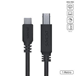CABO USB TIPO-C PARA USB B 3.0 - PRETO - 1 METRO - P3UCBP-1