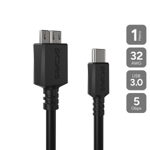 CABO USB TIPO C PARA MICRO USB B 3.0 1M PRETO - P3UCMBP-1