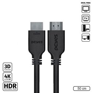 CABO HDMI 2.0 MACHO 4K/60HZ - PRETO - 50 CM - PHM20-05