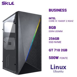 COMPUTADOR B500 CORE I5 10400F 2.9GHZ MEM 8GB DDR4 SSD 256GB NVME GT 710 2GB FONTE 500W  LINUX UBUNTU