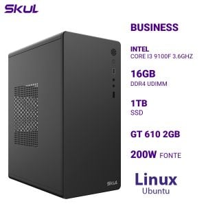COMPUTADOR B300 CORE I3 9100F 3.6GHZ MEM 16GB DDR4 SSD 1TB GT 610 2GB FONTE 200W LINUX UBUNTU