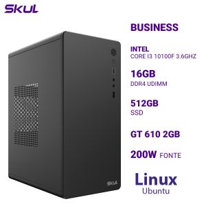COMPUTADOR B300 CORE I3 10100F 3.6GHZ MEM 16GB DDR4 SSD 512GB GT 610 2GB FONTE 200W LINUX UBUNTU