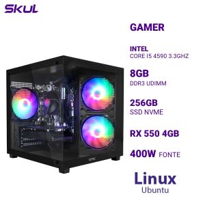 COMPUTADOR 5000 CORE I5 4590 3.3GHZ MEM 8GB DDR3 SSD 256GB NVME RX 550 4GB FONTE 400W  LINUX UBUNTU